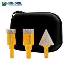 Diamond Drill Bit Kit for Tile Granite Marble 20/25mm 3pcs Hex Beveling Chamfer