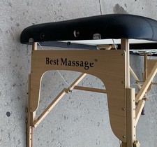 BestMassage Foldable Portable Massage Table Black Wood/Faux Leather 21-30in