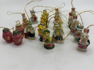 LOT Of 20 Easter Spring Miniature Ornaments bunny chick eggs