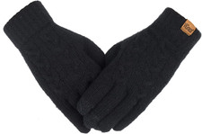 Women'S Winter Warm Touch Screen Gloves Cable Knit Wool Fleece Lined Touchscreen