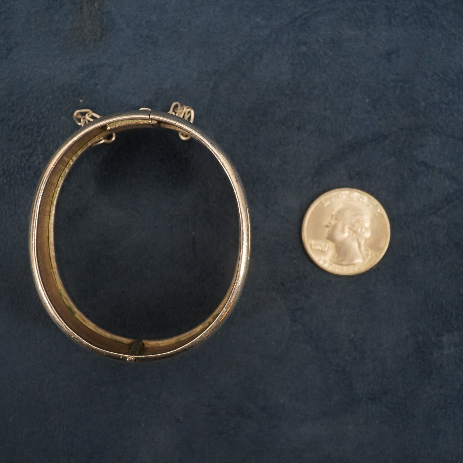 Engine Turned Silver Bangle Cuff with Safety Chai… - image 11