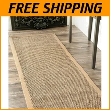 Non-Slip Elijah Seagrass Area Rug 2'6" x 12' – Perfect for Living & Dining Rooms