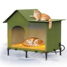 Heated Outdoor Cat House   Weatherproof Winter Shelter for Stray  Outdoor Ca...