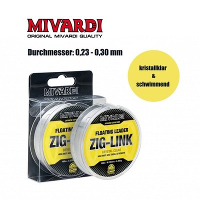 (11,99 EUR/100 m) Vorfachschnur monofil 100m Mivardi Zig Link Floating Leader