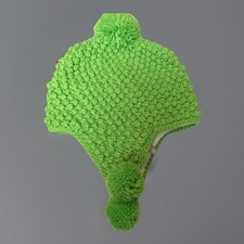 Spyder Girls Brrr Berry Popcorn Knit Pom Trapper Hat Green One Size EPOC Winter