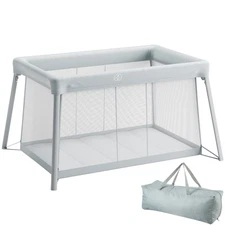 Baby Travel Crib and Play Yard Folding Baby Playpen with Soft Mattress Pad