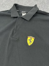 Vintage Ferrari Men’s XL Polo Shirt Black Embroidered Logo