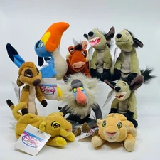 Disney Store The Lion King Simba Nala Zazu Pumbaa Hyena Set of 9 Bean Bag Plush