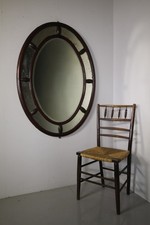 Large English 19th Century Antique Oval Mahogany Mirror