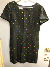 Talbots Black Polka Dot Sleeveless Sheath Dress Silk Size 16