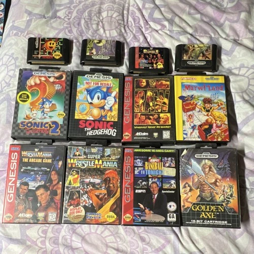 New ListingSega Genesis Game Lot Of 12 UNTESTED Sonic, Marvel Land, Golden Axe, Etc