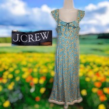 NWT J. Crew Ruffle Cap-Sleeve Slip Dress Retro Daisy Print Blue Yellow Size 10