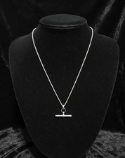 925 Sterling Silver 18 Inch Belcher T Bar Necklace - Unisex Pendant & Chain Gift