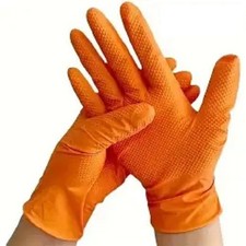 Black/Orange Nitrile Rubber Gloves 8-10 Mil Raised Diamond Texture 100 per box