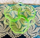 Cambridge Gadroon Uranium Glass 3 Part Relish with Key Hole Handles