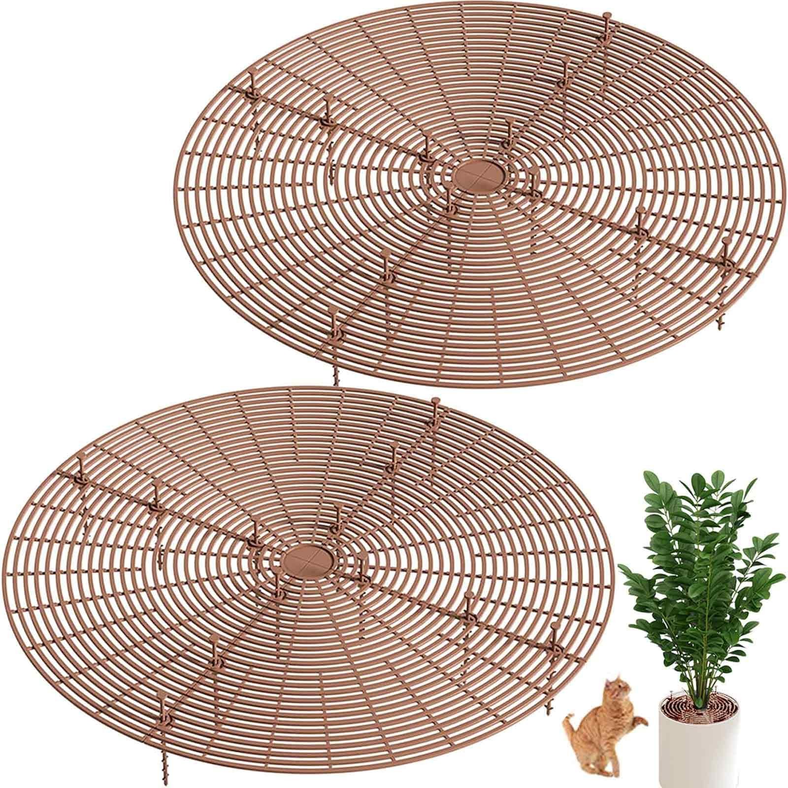 Brown Plant Pot Grid 2 Pcs Large Cuttable Flower Pot Soil Cover Protectors with