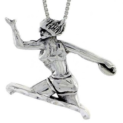 925 Sterling Silber Diskus Werfer Charm Anhänger 1 1/4 (31mm) Zoll hoch