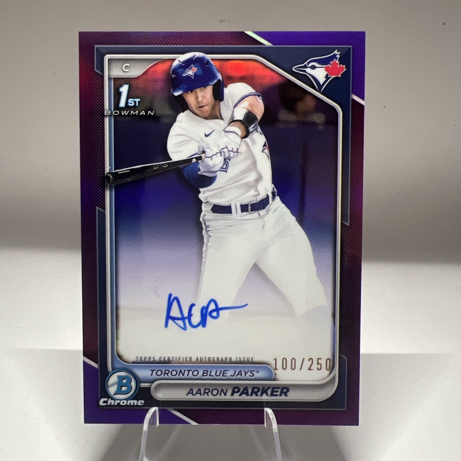 2024 Bowman Draft-Chrome 1st Aaron Parker #CPA-AP Purple Refractor Auto /250