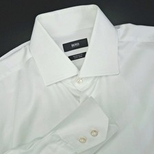 Hugo Boss Slim Fit Mens Dress Shirt 16" White Long Sleeve Button-Up