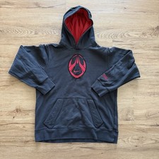 Y2K Vintage Nike Hoodie Sweatshirt Kids XL Black Red Football Pullover Fleece