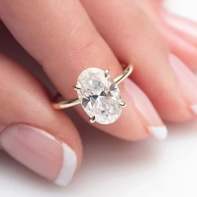 Verlobungsring Diamant Lab Grown 3,20 Ct Ovalschliff 14K Gelbgold IGI E F VVS