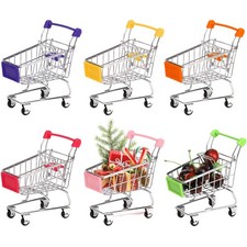 6 Pack Mini Shopping Cart Decorative Metal Grocery Cart Desk Storage Organizer