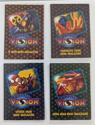 Marvel Vision 1996 Fleer/Skybox 4 Mini-Magazines; 2 Vision, Spider-man, F Four