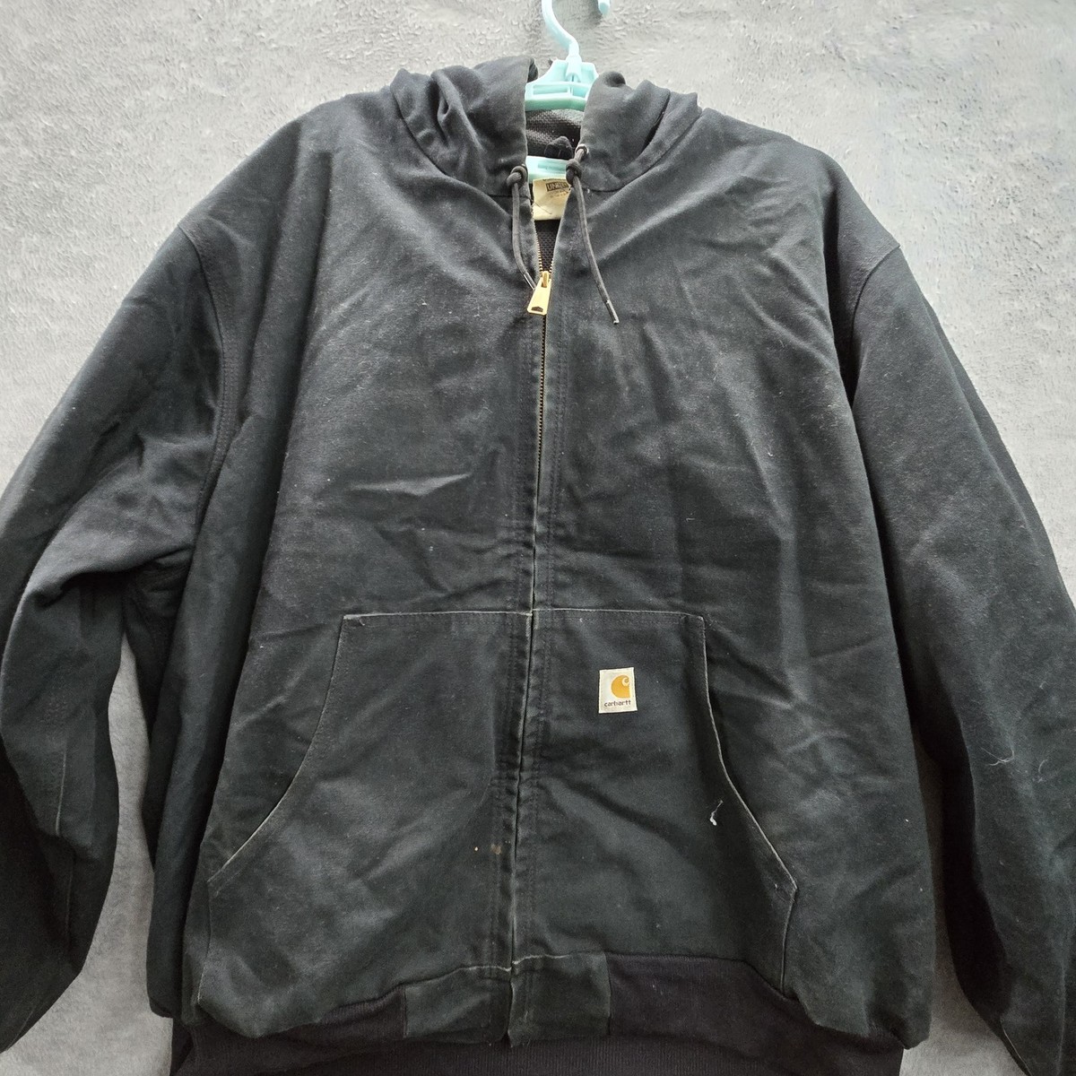 VINTAGE Carhartt Men Jacket 2XL Black J181 Hooded Canvas Bomber VINTAGE Carhartt Men Jacket 2XL Black J181 Hooded Canvas Bomber