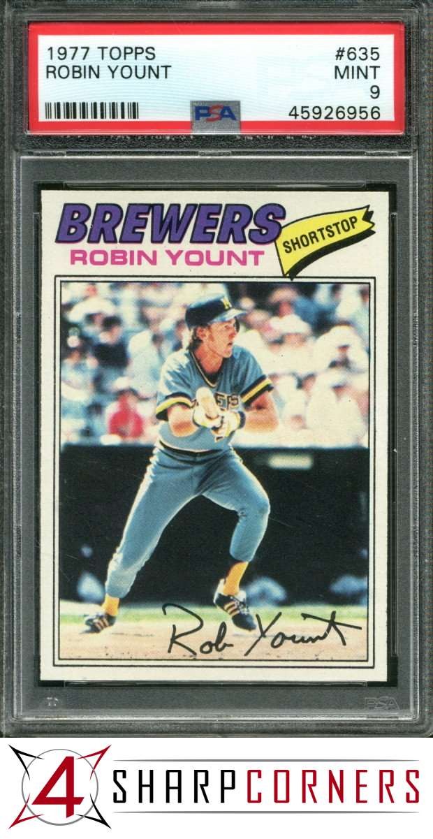 1977 TOPPS #635 ROBIN YOUNT BREWERS HOF PSA 9