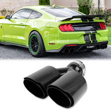 Doppelrohr Auspuffblende Endrohr Auspuff Carbon für Ford Mustang schwarz