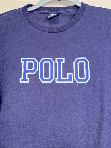 Women’s Vintage Polo Crew Neck Crop Long Sleeve Navy Blue Shirt Size Extra Large - Picture 2 of 5