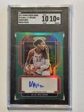2022 WNBA Panini Prizm A'ja Wilson Auto Green SG-AJW SGC 10 10 GEM MINT Aces MVP