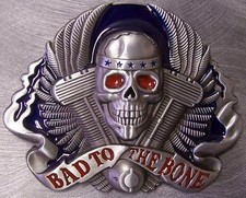 Pewter Belt Buckle Motorcycle Bad to the Bone NEW