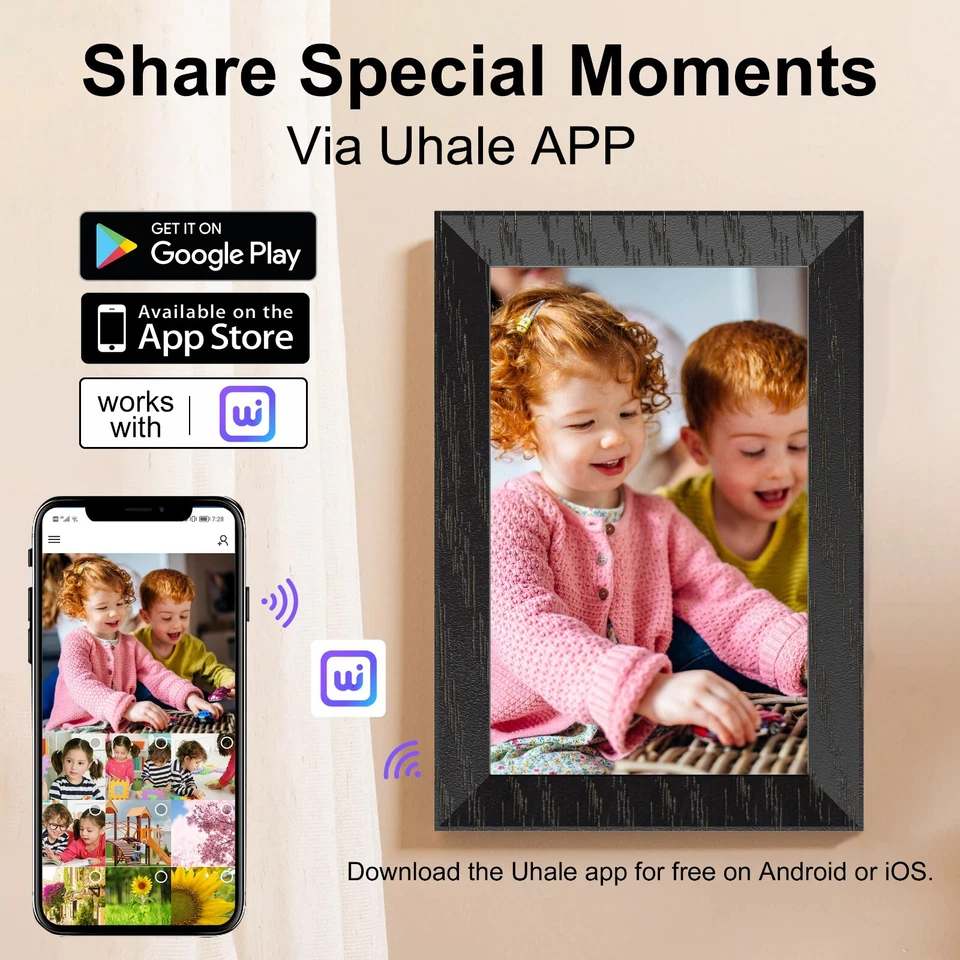 BYYBUO 10.1 Inch WiFi Digital Picture Frame Touch 32GB Storage Smart Photo Frame - Image 3 of 4