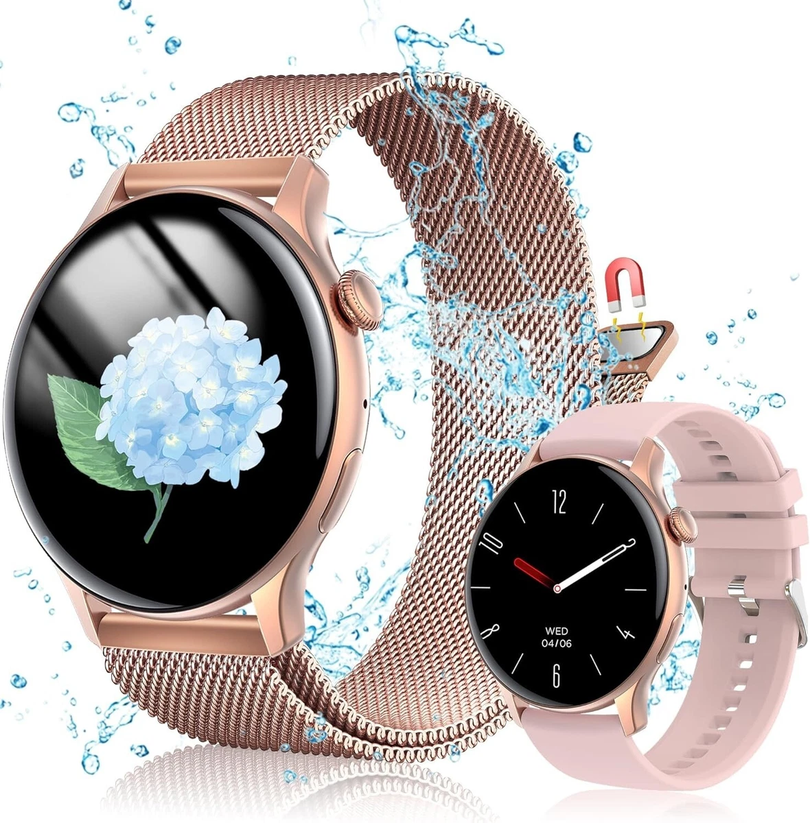 Smartwatch Uomo Donna (Schermo AMOLED da 1,43, 2 Cinturini per