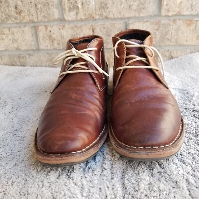 Steve Madden P-Ivon Wood 982 BROWN Leather Lace Up Chukka  display picture 1