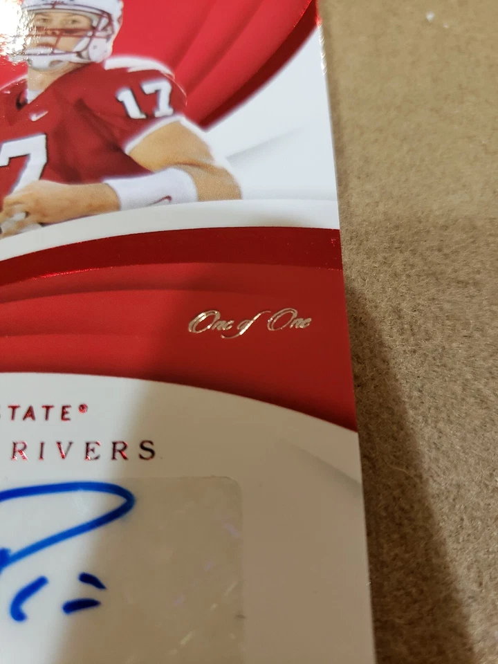 Philip Rivers 2018 NC State Panini Immaculate Collection único en su clase automático 1/1 Foto 3 de 4