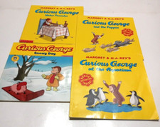 Set of 4 Curious George Paperback Books Some with Bonuses Activities 