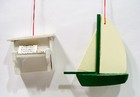 Sailboat Boat Piano Organ Wooden Wood Midwest Taiwan Vintage Christmas Ornaments — photo 1