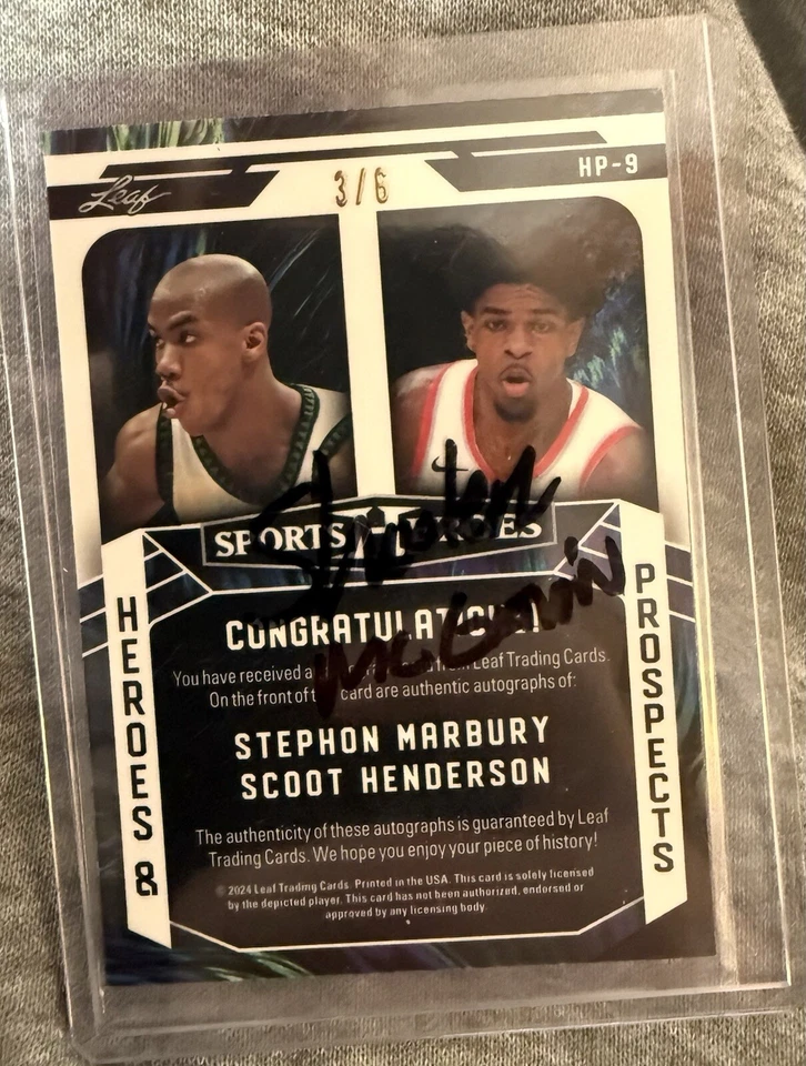 Tarjeta automática doble Stephon Marbury/Scoot Henderson/6 hojas Sports Heroes 2024 Foto 2 de 2