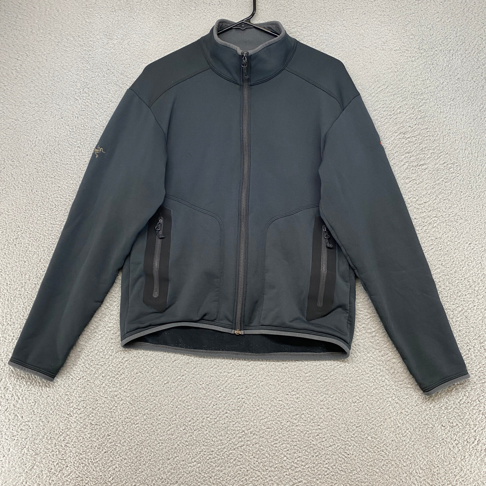 Giacca Arc'Teryx Donna Grande Pile Cerniera Lavata Nera Tasche Grigio Elastico*