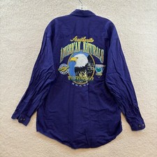 Vintage Button Shirt Large Mens Graphic Eagle Field Nature Wilderness Preserve