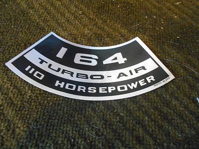 CHEVROLET 164 CID TURBO-AIR TURBO AIR 110 HP AIR CLEANER TOP LID DECAL NEW 6''