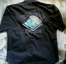 Vintage Crazy Shirts Hawaii Tsunami Surf Club Button Front Shirt M l 80s 90s