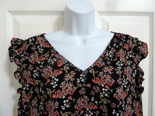 *LOFT Sz 8/10 Med Sleeveless Ruffled Armholes Blouse Shirt Top  Cottage Core*
