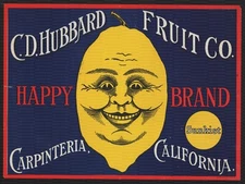 C.D. Hubbard Fruit Co. California Fruit Label 9" x 12" Metal Sign