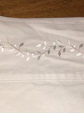 Ellison Queen Flat Sheet White Embroidery Trim Cotton Blend Made In USA