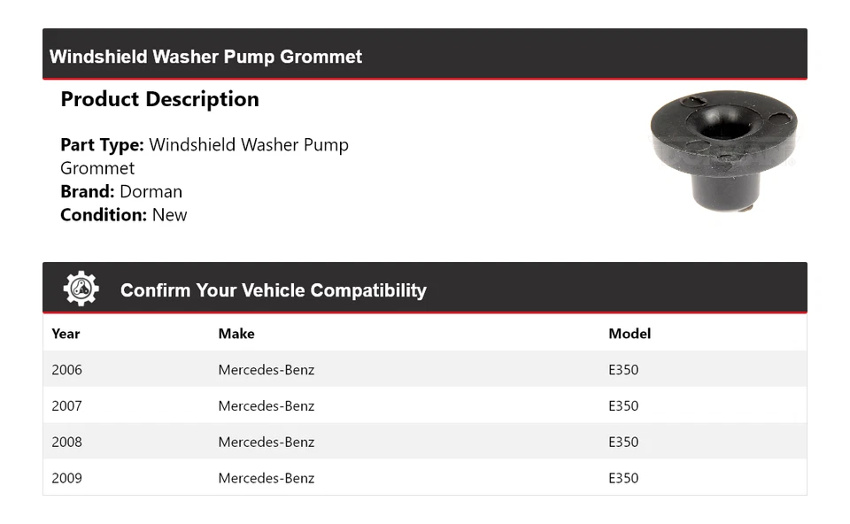 Para Mercedes-Benz E350 Dorman 2006-2009 Parabrisas Lavadora Bomba Ojal 2007 2008 Foto 2 de 4