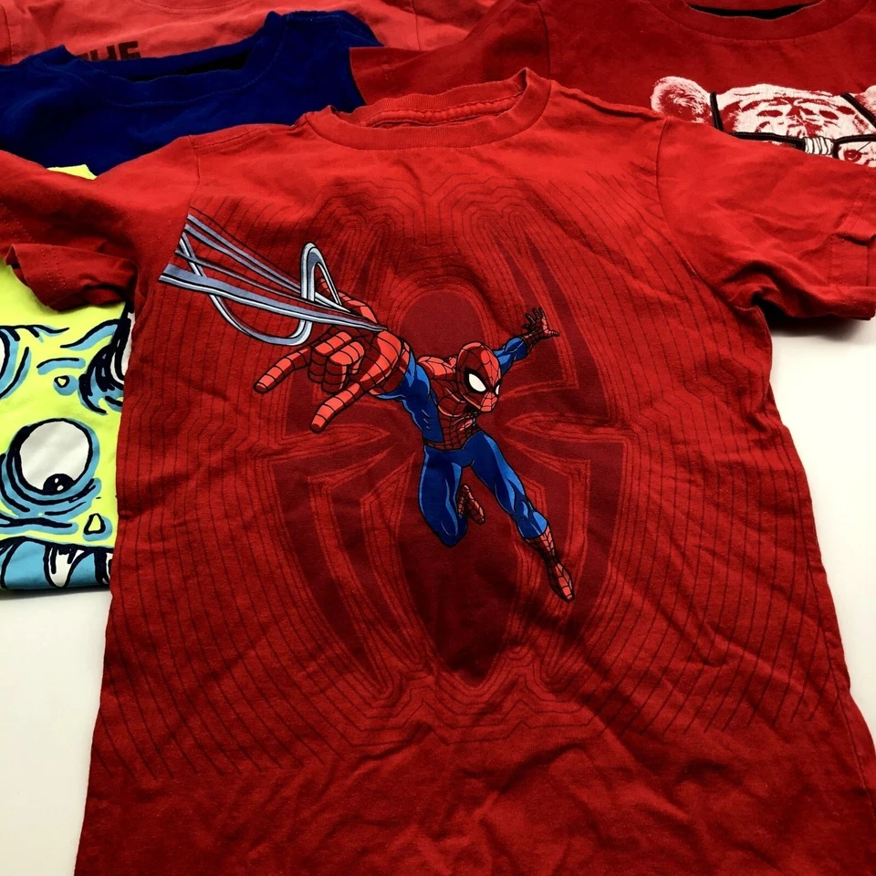 Мальчики размер S 5-6 графический футболки комплект Spiderman Angry Birds смешанный бренд хлопок - Изображение 2 из 4