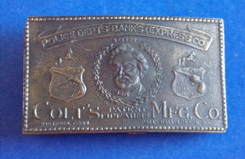 Fibbia per cintura in ottone Colt's Mfg Co polizia dipartimento banche e Express Pall Mall Londra S W - Foto 3 di 9
